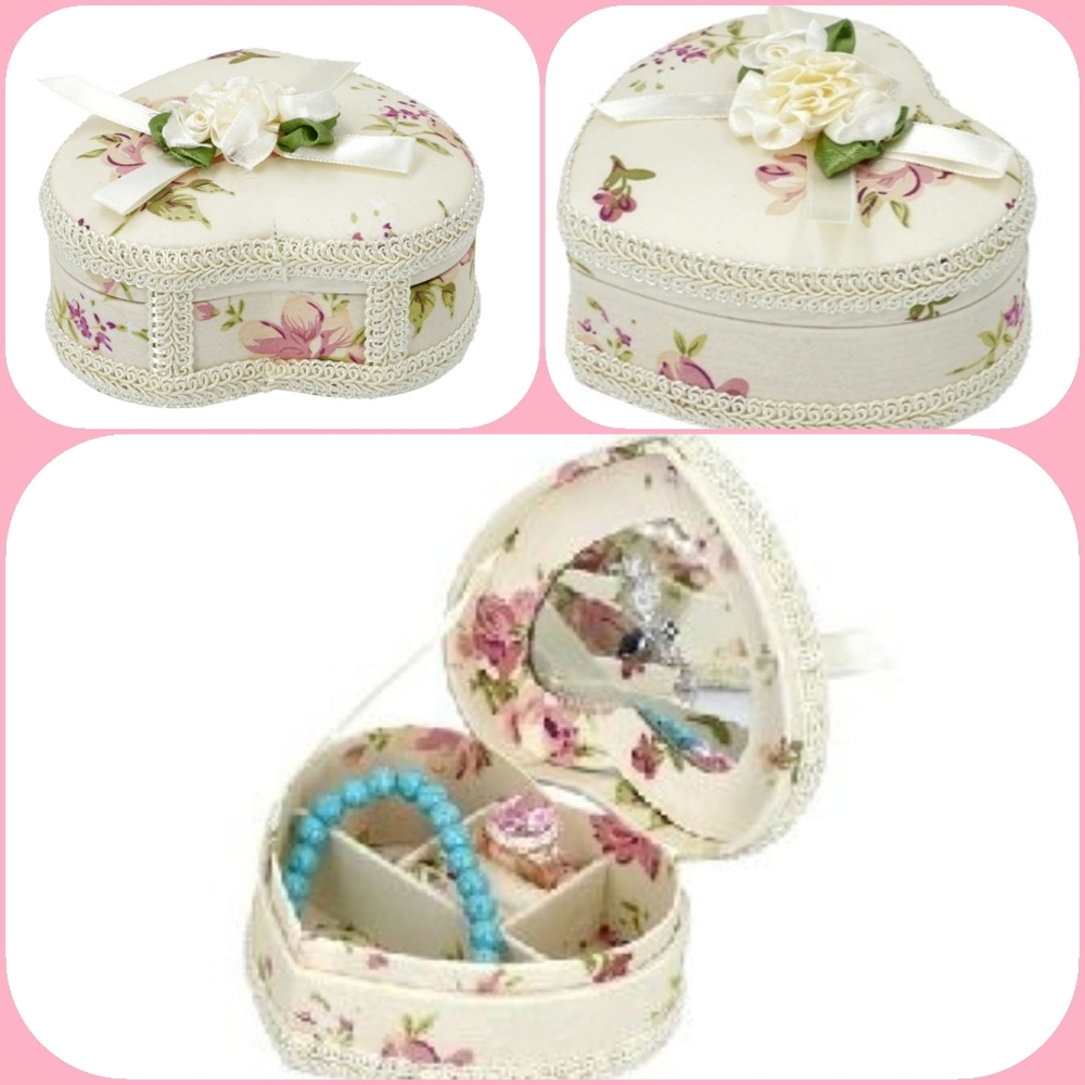 Travel Jewelry Box Organizer Antique Floral Design